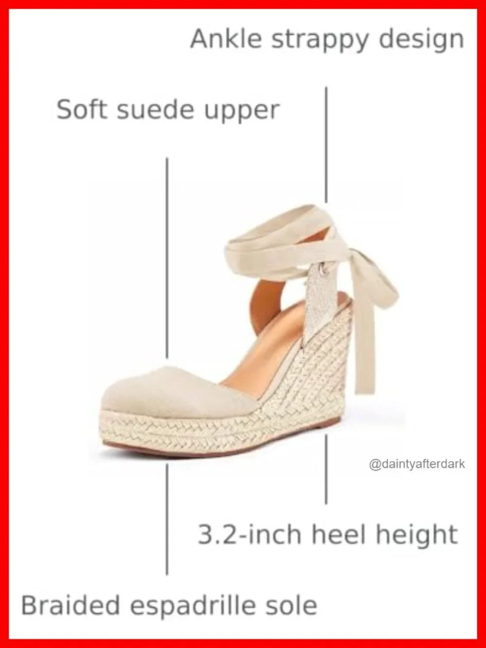Women's Espadrille Wedge Sandals Lace Up Ankle Strap